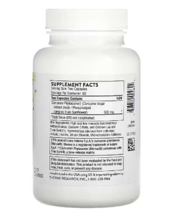 Thorne, Curcumin Phytosome, Sustained Release, 500 mg, 120 Capsules
