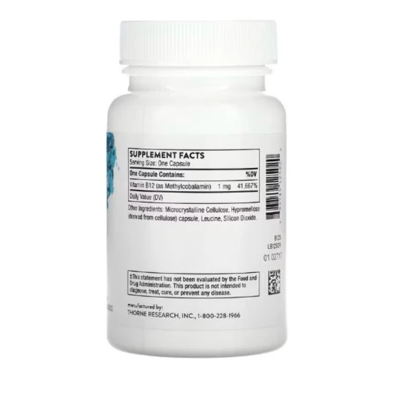 Thorne, Vitamin B12 as Methylcobalamin, 60 Capsules