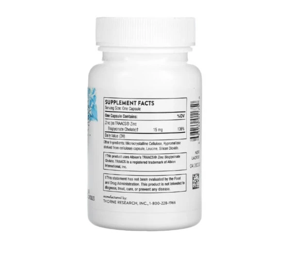 Thorne, Zinc Bisglycinate, 15 mg, 60 Capsules