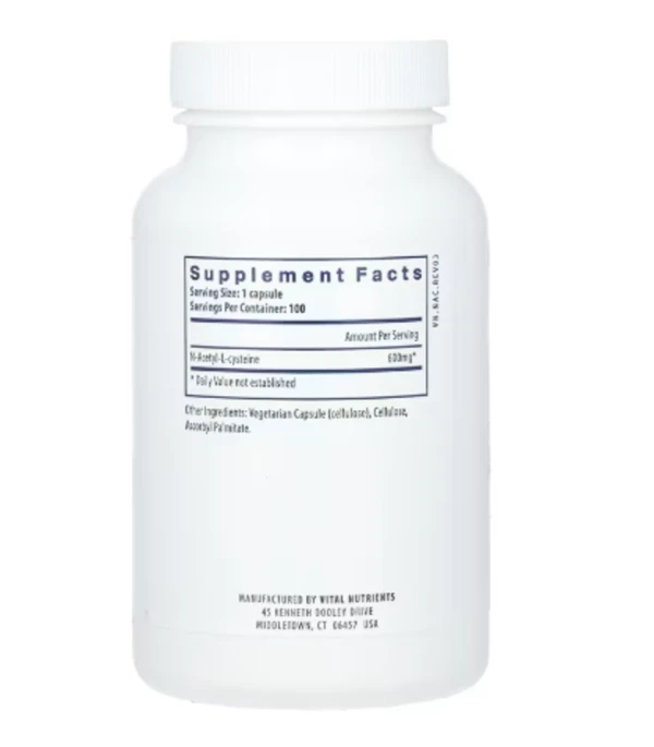 Vital Nutrients, NAC, 600 mg, 100 Vegetarian Capsules
